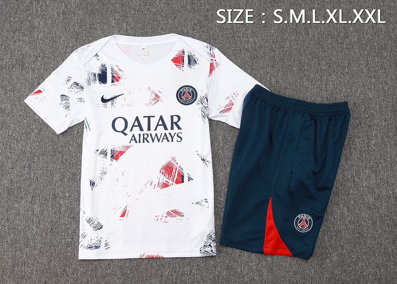 24/25 Paris White Training Set Shirt and Shorts