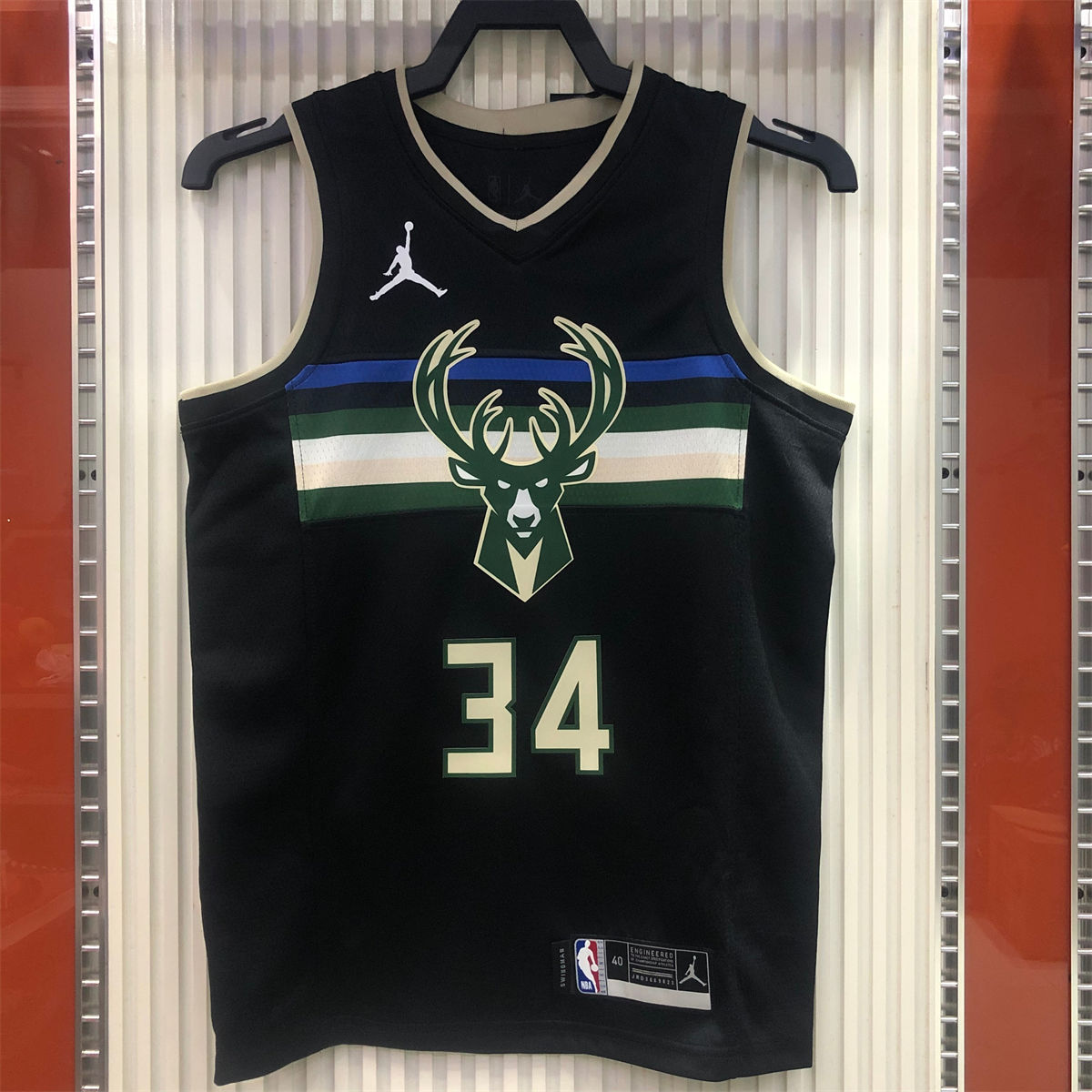 NBA Milwaukee Bucks V neck Black jersey ANTETOKOUNMPO#34 S-XXL