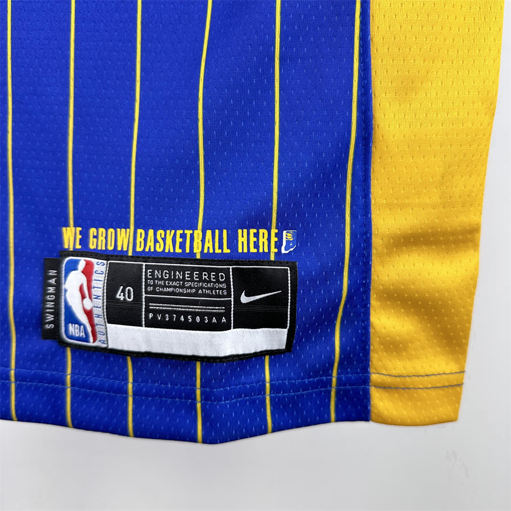 NBA Indiana Pacers 2021 City Edition V-Neck Retro Blue Jersey HALIBURTON#0 S-XXL