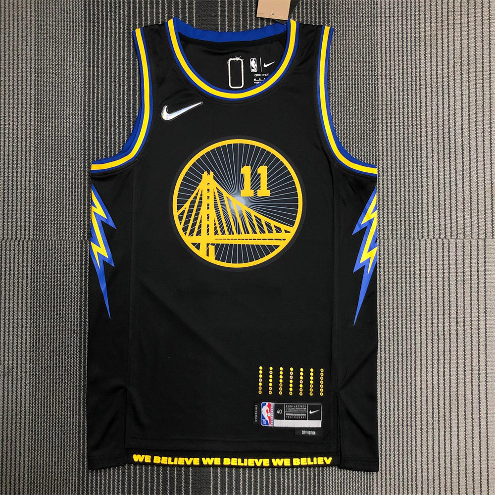 NBA Golden State Warriors V-Neck 75th anniversary Black Jersey THOMPSON#11 S-XXL