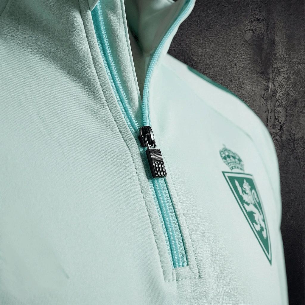 2025/26 Zaragoza Half-Pull long Sleeve Light Green Hoodie