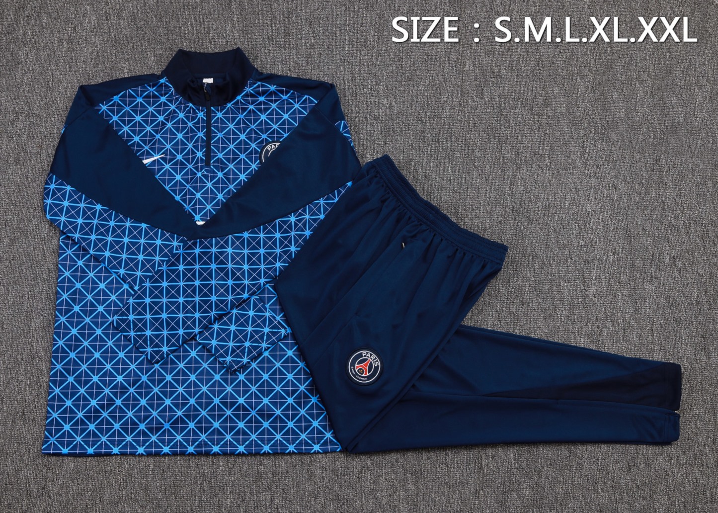 202526 Paris royal blue Long-sleeved half-pull training kit Football team kit