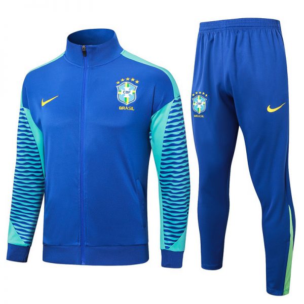2024 Brazil Blue Jacket Training Suit Set Football Team Shirt Sports Fashion