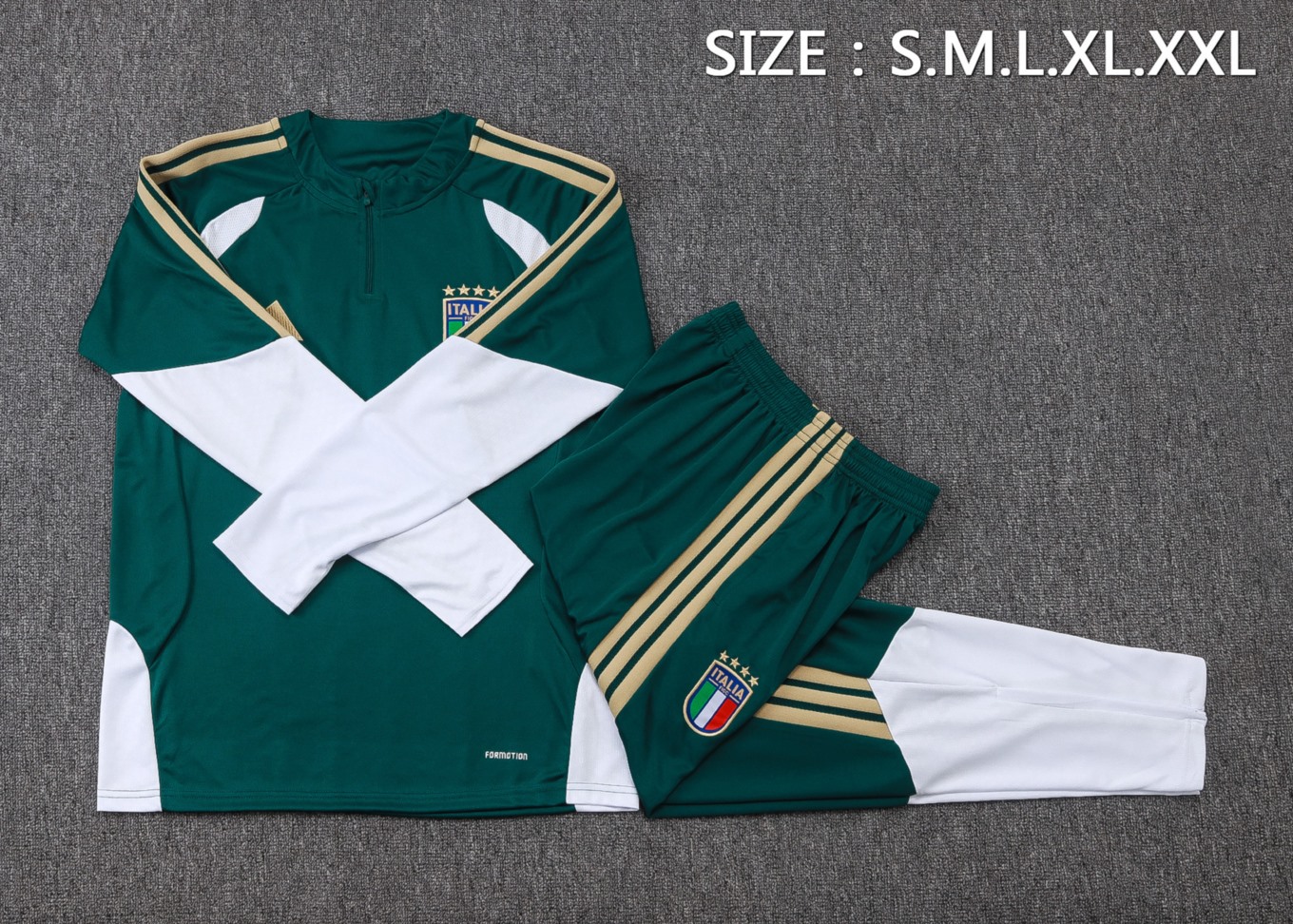 2026 Italy Dark green Long-sleeved half-pull training kit