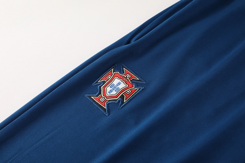 2024 Portugal Royal Blue Long-sleeved half-pull training kit Football team kit