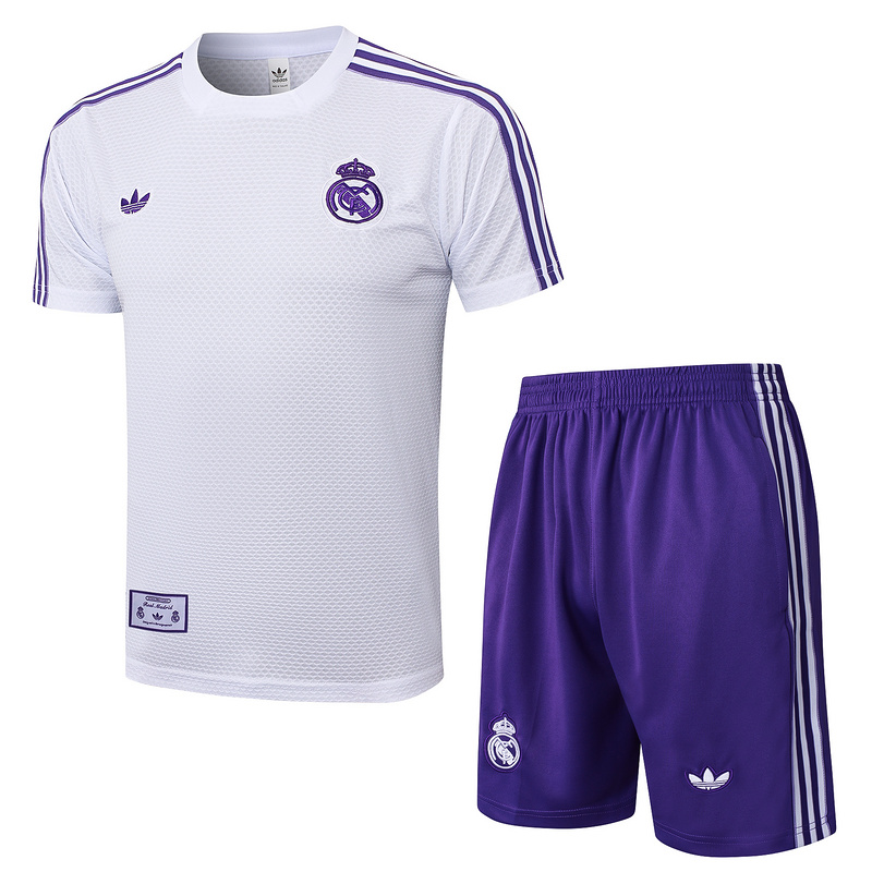 2025/26 Real Madrid White Training Set Shirt and Shorts