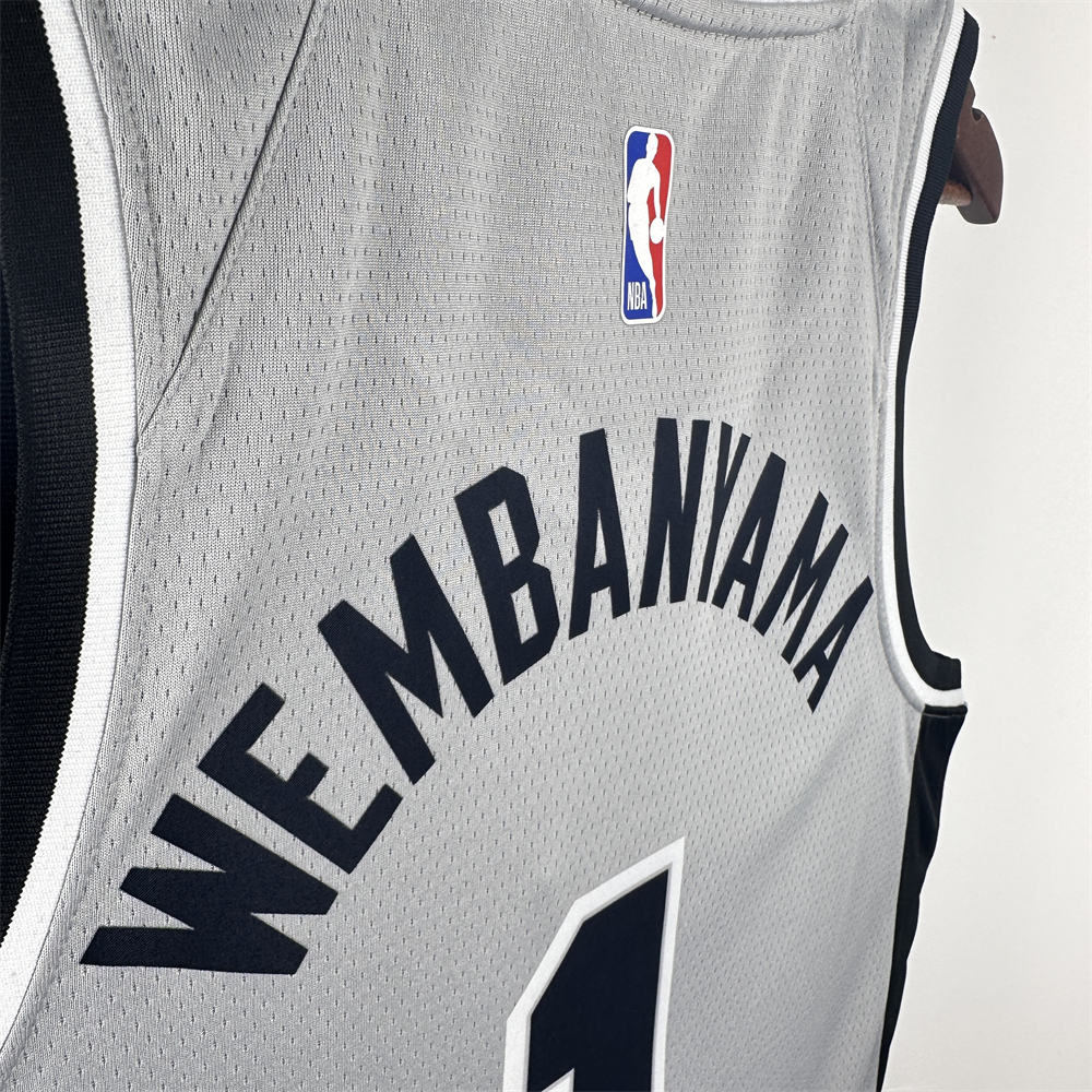 NBA San Antonio Spurs 2021 V-Neck Grey jersey WENBANYAMA#1 S-XXL