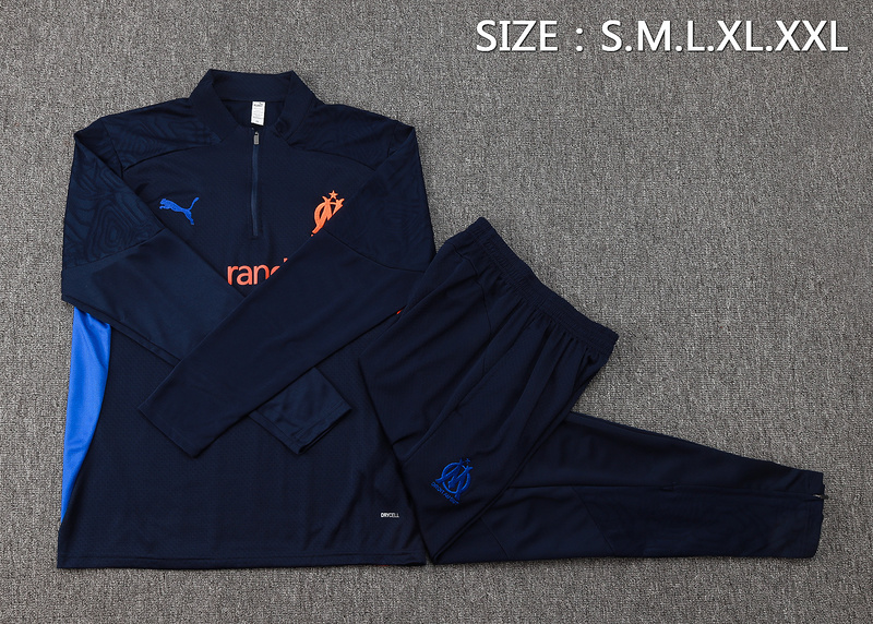 24/25 Marseilles Royal blue Long-sleeved half-pull training kit Football team kit