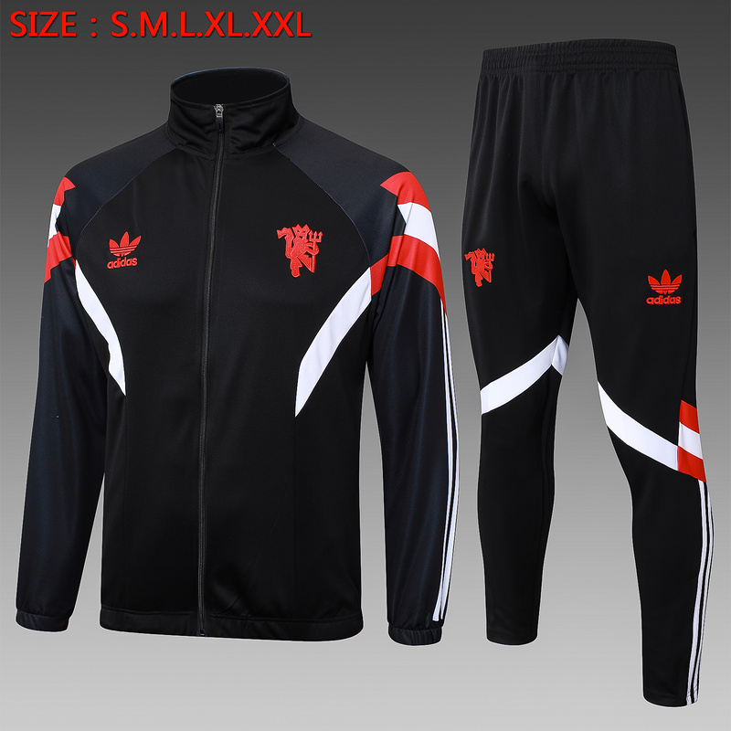 2024/25 Manchester United Black Jacket Training Suit Set Football Team Shirt Sports Fashion