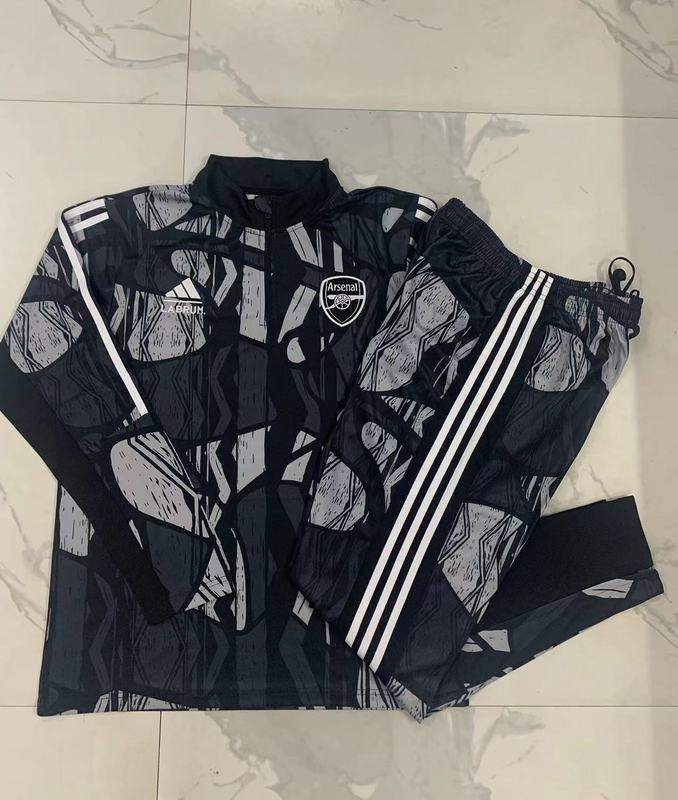 24/25 Arsenal Black Grey Long-sleeved half-pull training kit Football team kit