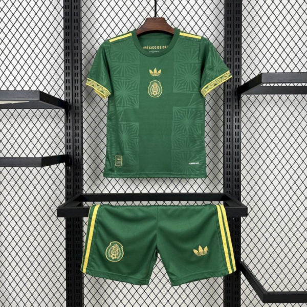 2025/26 Mexico Gold- Green  jersey Kid Kits Size 16-28