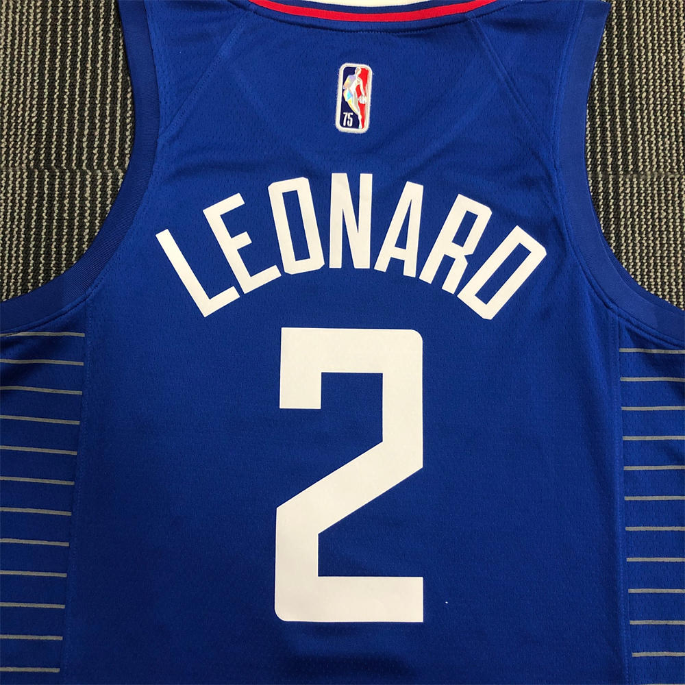NBA Los Angeles Clippers V-Neck Blue 75th Anniversary Jersey LEONARD#2 S-XXL