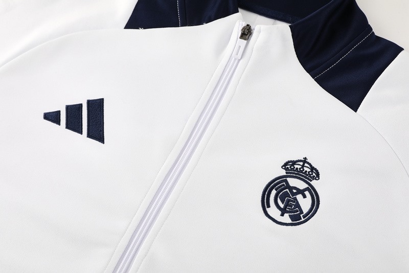 2024 Real Madrid White Jacket Training Suit Set Football Team Shirt Sports Fashion