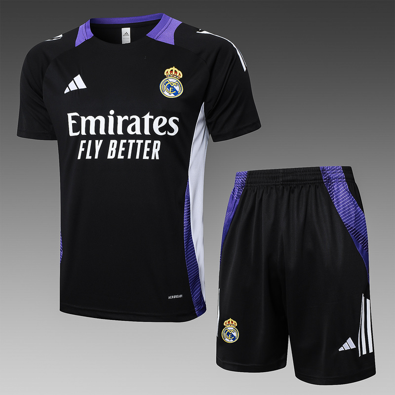 24/25 Real Madrid Black Training Set Shirt and Shorts