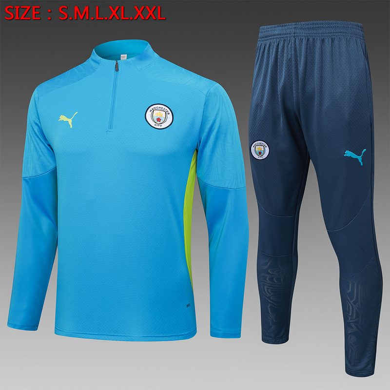202526 Manchester City Blue Long-sleeved half-pull training kit Football team kit
