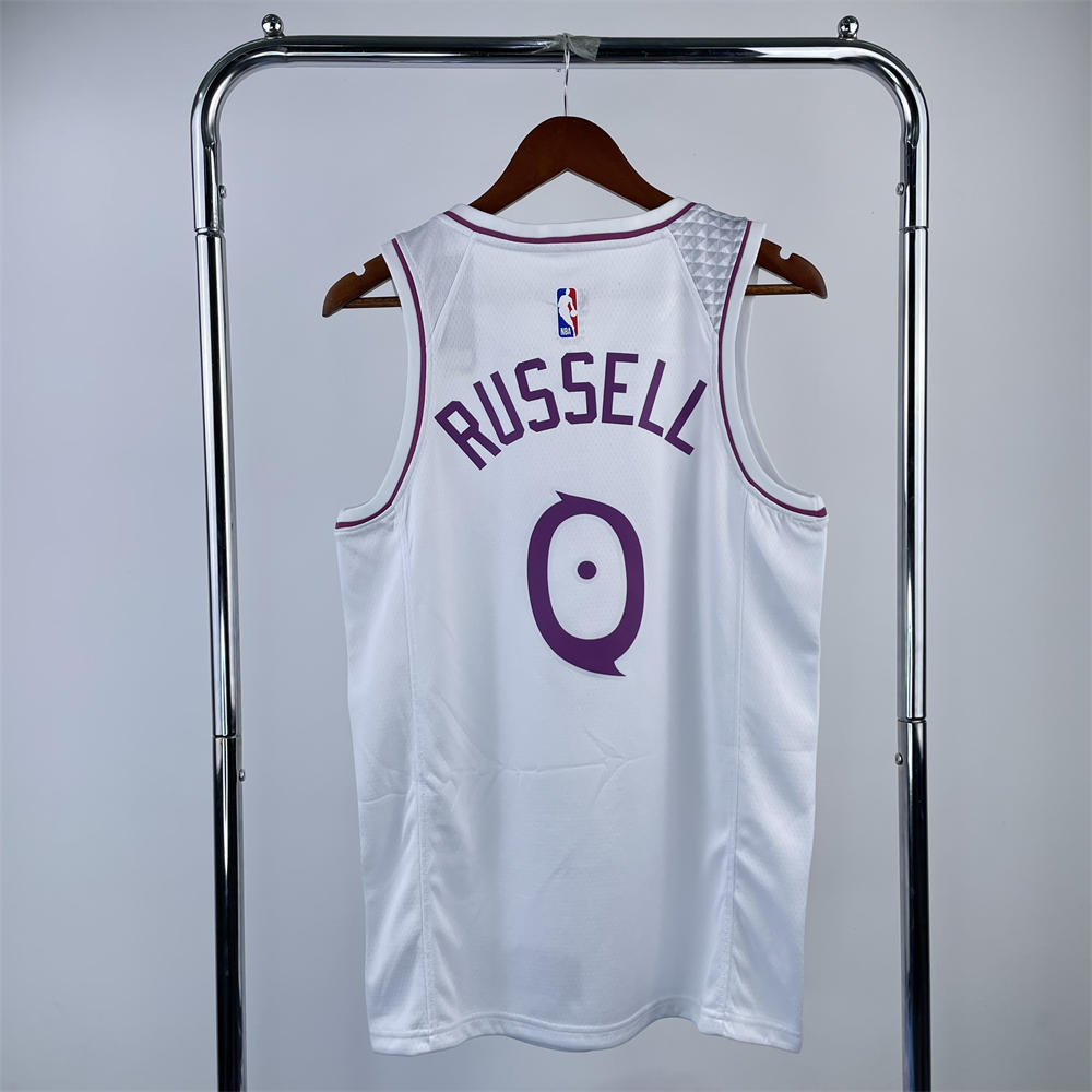 NBA Minnesota Timberwolves V-Neck White Jersey RUSSELL#0 S-XXL