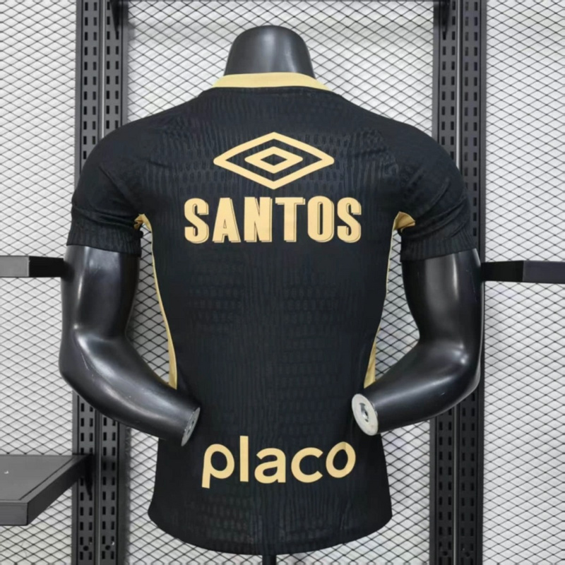 2024/25 Santos Black Jersey With Sponsors jersey Player Version