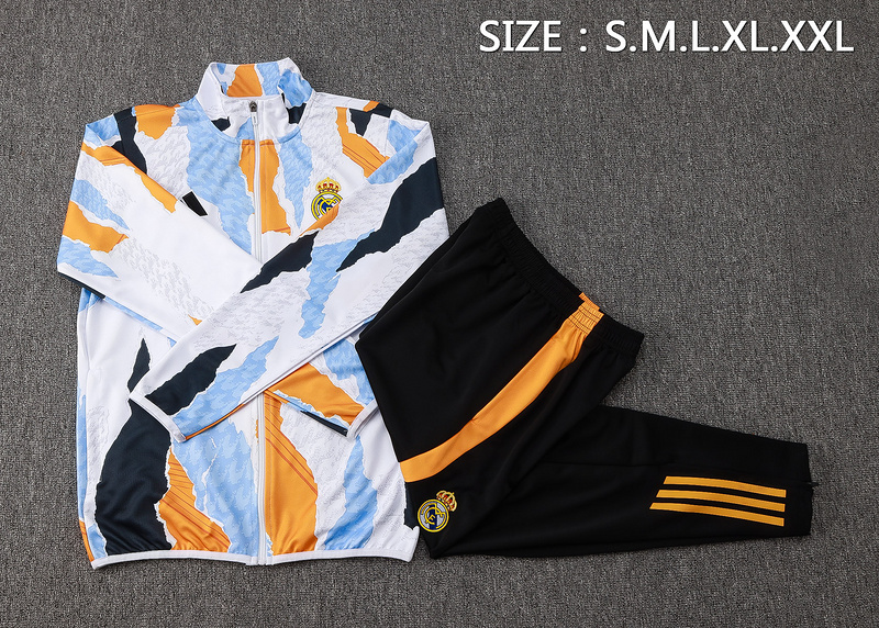 2024/25 Real Madrid Blue white yellow Jacket Training Suit Set Football Team Shirt Sports Fashion