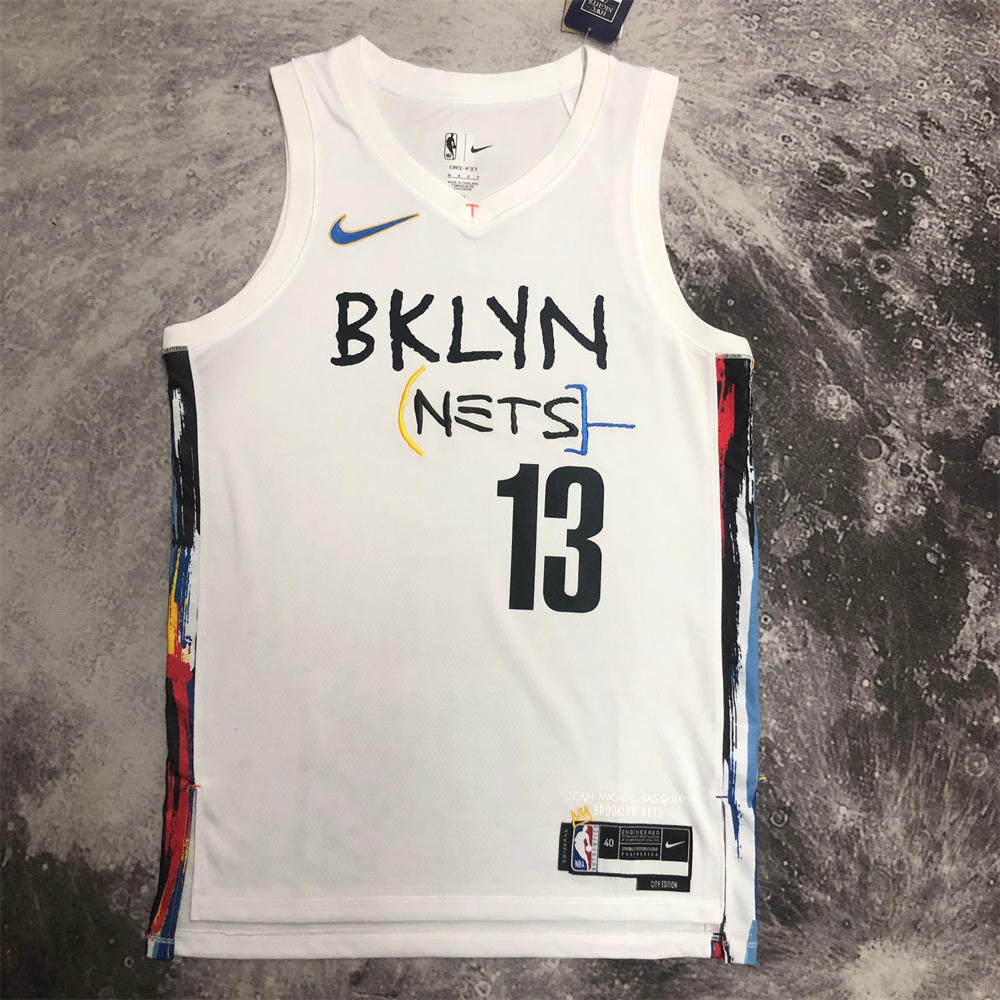 NBA Brooklyn Nets V-Neck White Jersey HARDEN#13 S-XXL