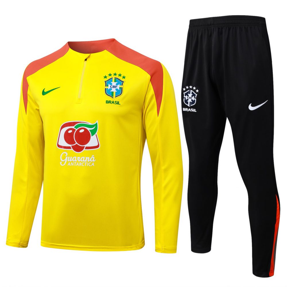 202526 Brazil Yellow Long-sleeved half-pull training kit Football team kit