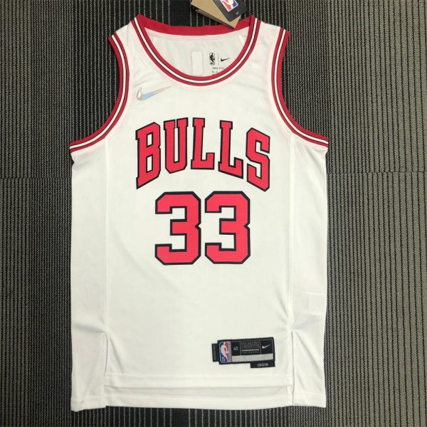 NBA Chicago Bulls Round Neck White 75th anniversaryJersey PIPPEN#33 S-XXL