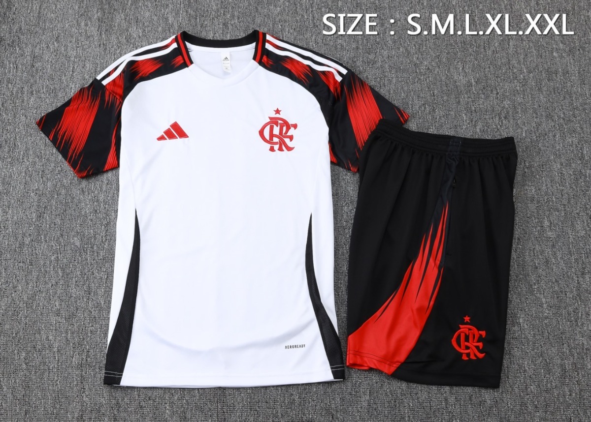 2026 Flamengo White Training Set Shirt and Shorts