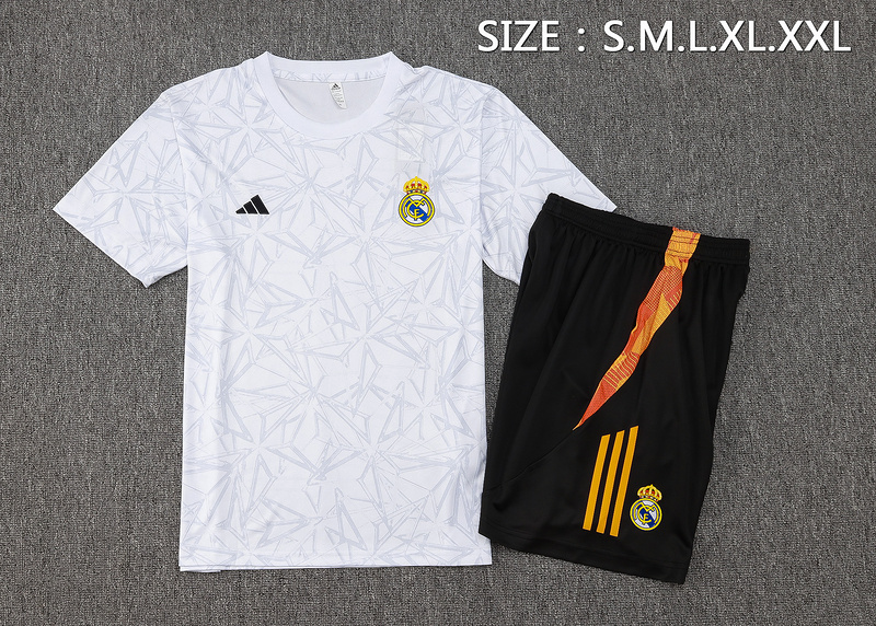 24/25 Real Madrid White Training Set Shirt and Shorts