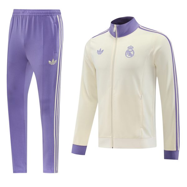 2024 Real Madrid Beige Jacket Training Suit Set Football Team Shirt Sports Fashion