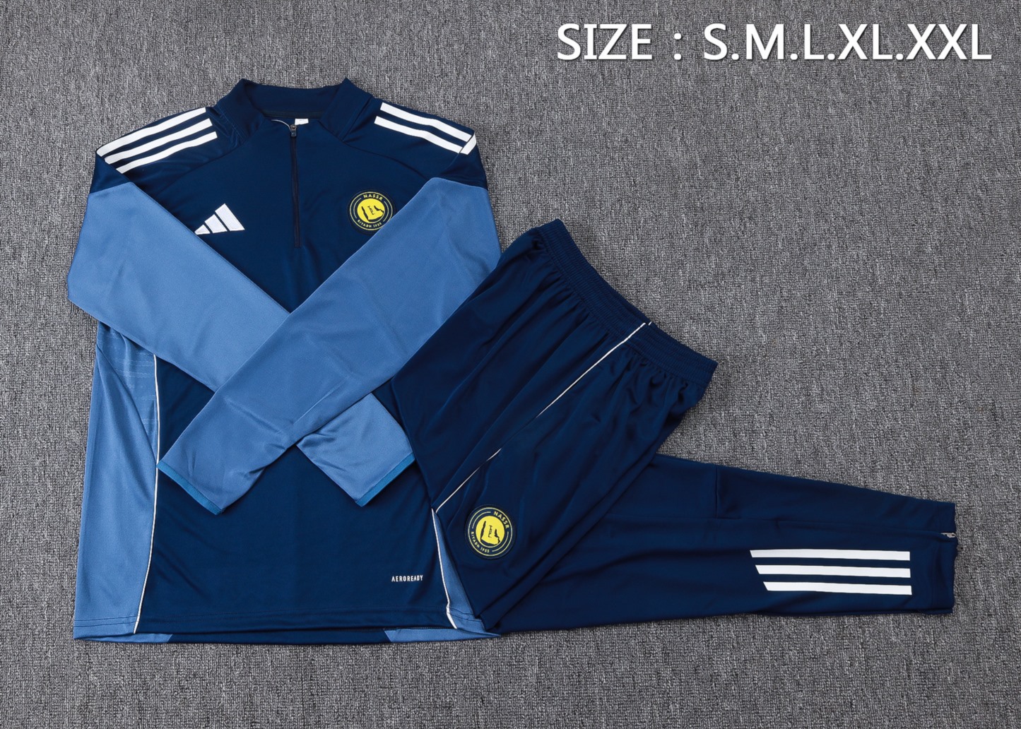 202526 Riyadh royal blue Long-sleeved half-pull training kit Football team kit