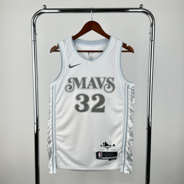 NBA Dallas Mavericks 24/25 City Edition V-Neck White Jersey FLAGG#32 S-XXL