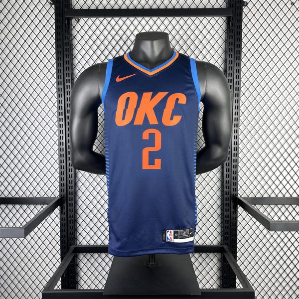 NBA Oklahoma City Thunder V-Neck Deep Blue Jersey GILGEOUS-ALEXANDER#2 S-XXL