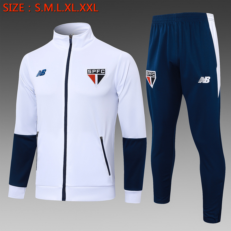 2024/25 Sao Paulo White Jacket Training Suit Set Football Team Shirt Sports Fashion