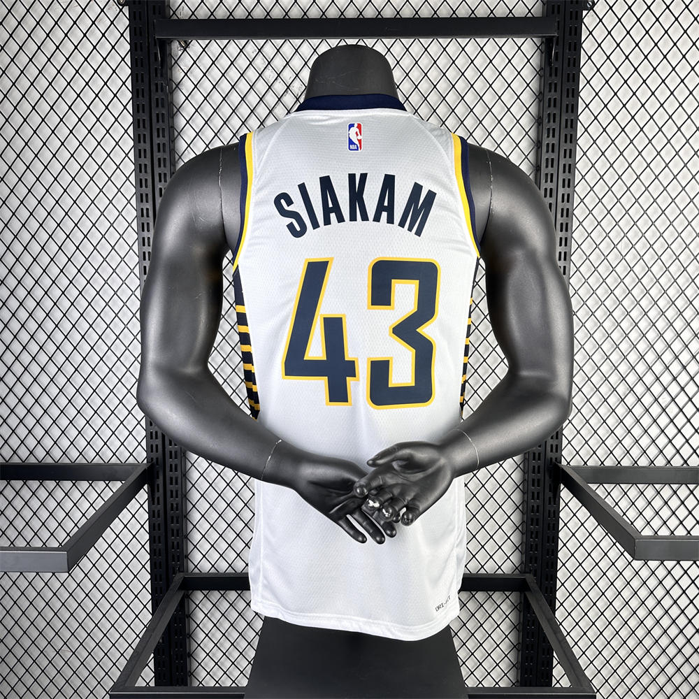 NBA Indiana Pacers V-Neck White Jersey SIAKAM#43 S-XXL