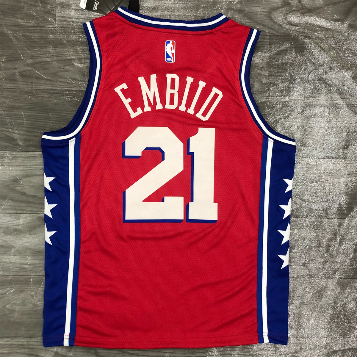 NBA Philadelphia 76ers V-Neck Red Jersey EMBIID#21 S-XXL