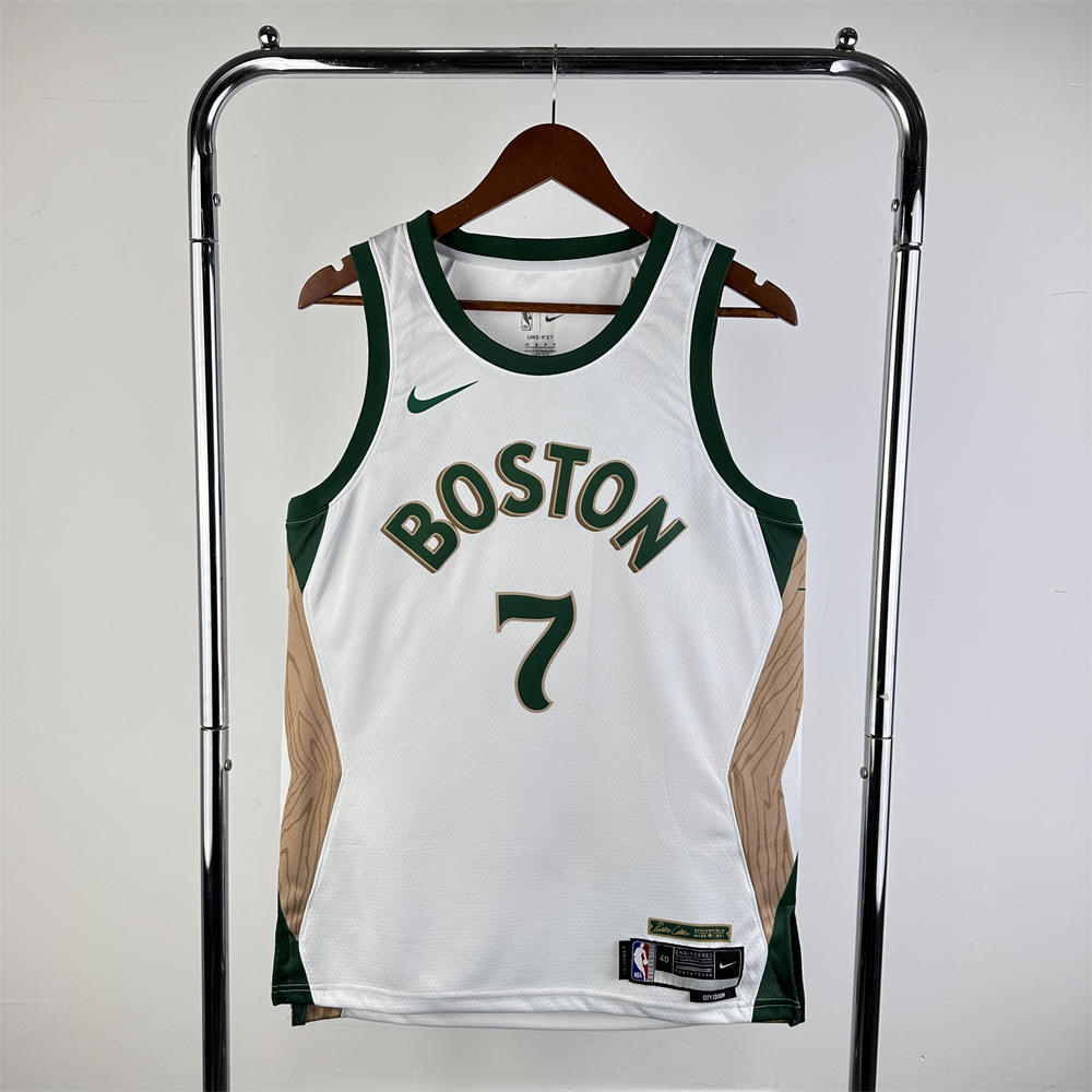 NBA Boston Celtics 2024 City Edition Round Neck White Jersey BROWN#7 S-XXL