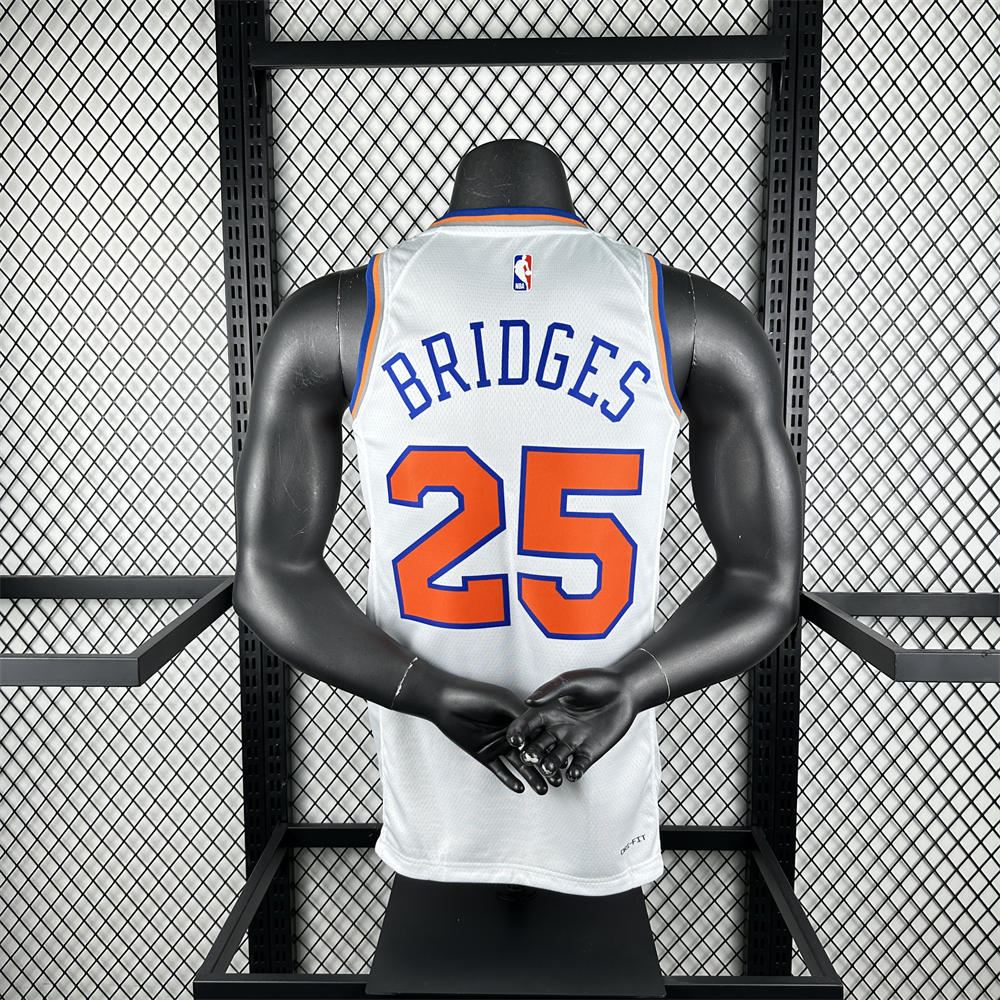 NBA New York Knicks RoundNeck White jersey BRIDGES#25 S-XXL