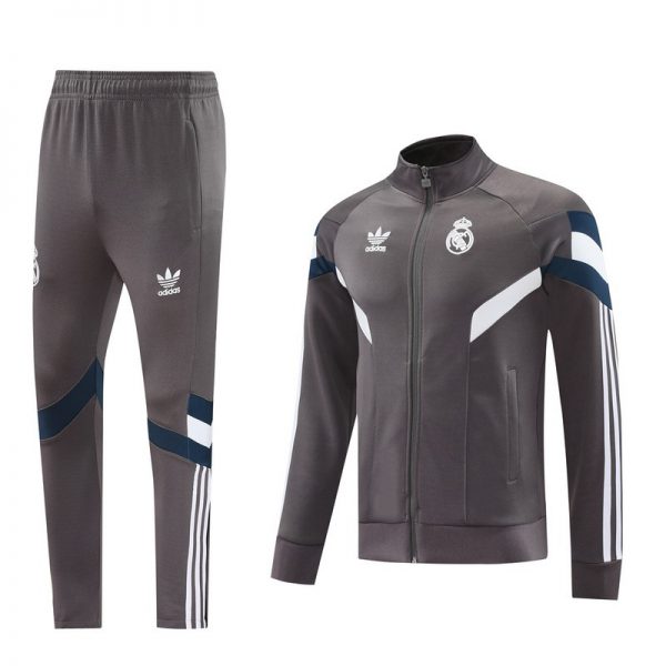 2024 Real Madrid grey Jacket Training Suit Set Football Team Shirt Sports Fashion