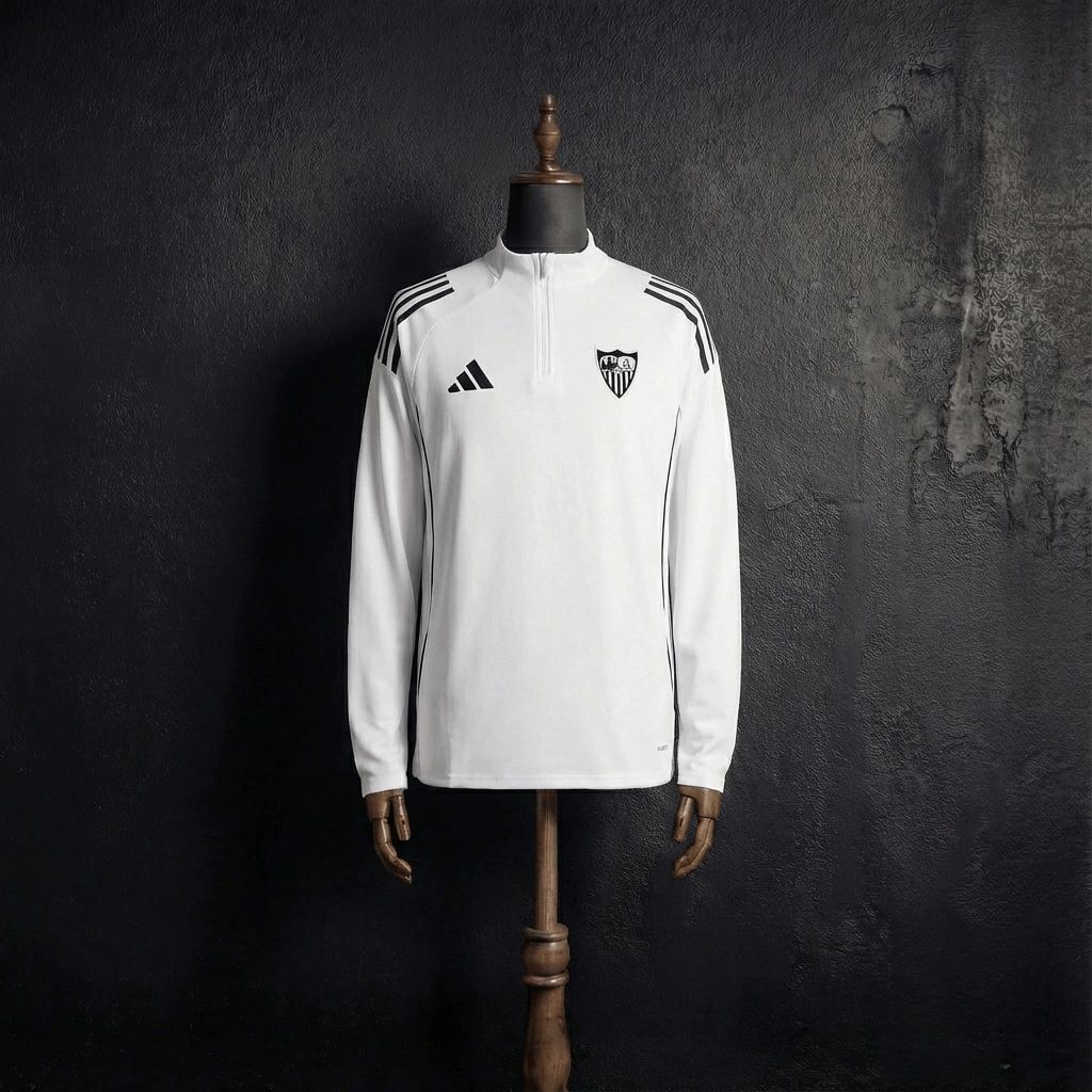2025/26 Sevilla Half-Pull long Sleeve White Hoodie