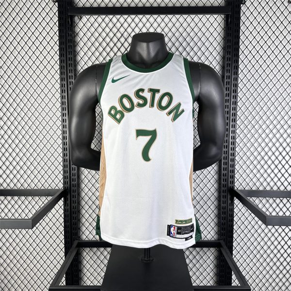 NBA Boston Celtics 2024 City Edition Round Neck White Jersey BROWN#7 S-XXL