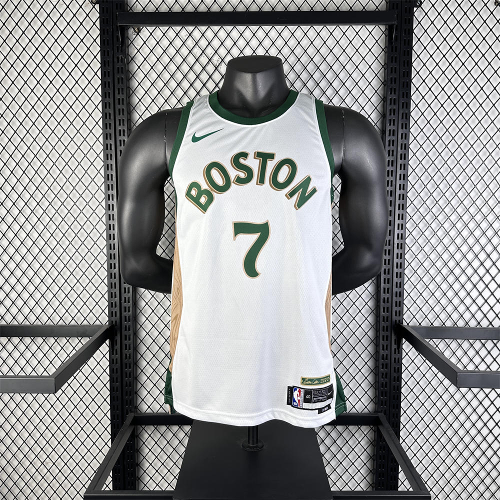 NBA Boston Celtics 2024 City Edition Round Neck White Jersey BROWN#7 S-XXL