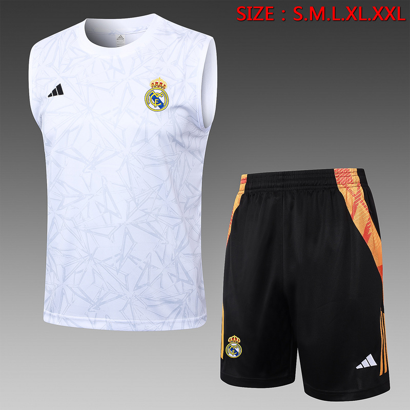 24/25 Real Madrid White Training Set Shirt and Shorts