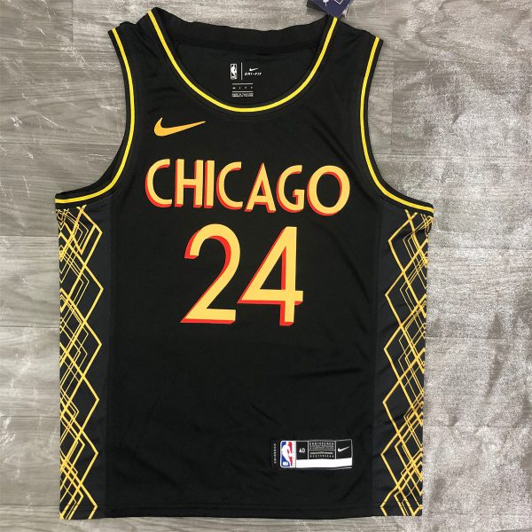 NBA Chicago Bulls Round neck Black Jersey MARKKANEN#24 S-XXL