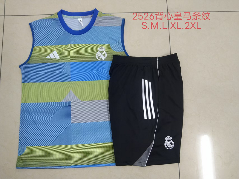 2025/26 Real Madrid blue-green Training Set Shirt and Shorts