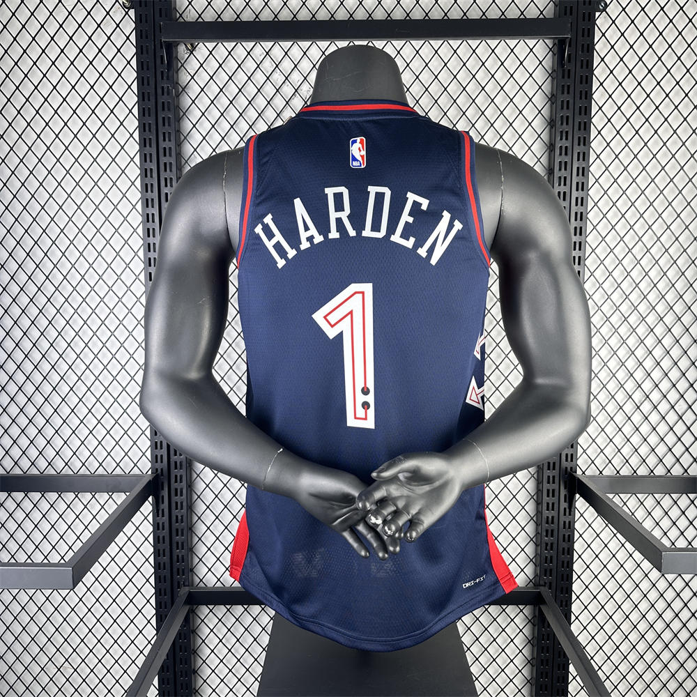 NBA Philadelphia 76ers 2024 Round Neck City Edition Black Jersey HARDEN#1 S-XXL