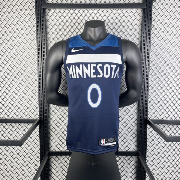 NBA Minnesota Timberwolves 2023 V-Neck Black Jersey RUSSELL#0 S-XXL