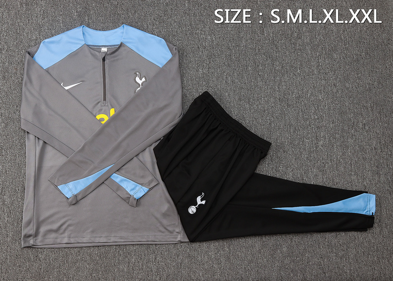 24/25 Tottenham Dark grey Long-sleeved half-pull training kit Football team kit