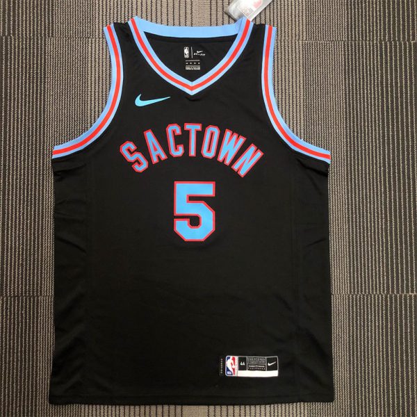 NBA Scaramento Kings V-Neck Black jersey FOX#5 S-XXL