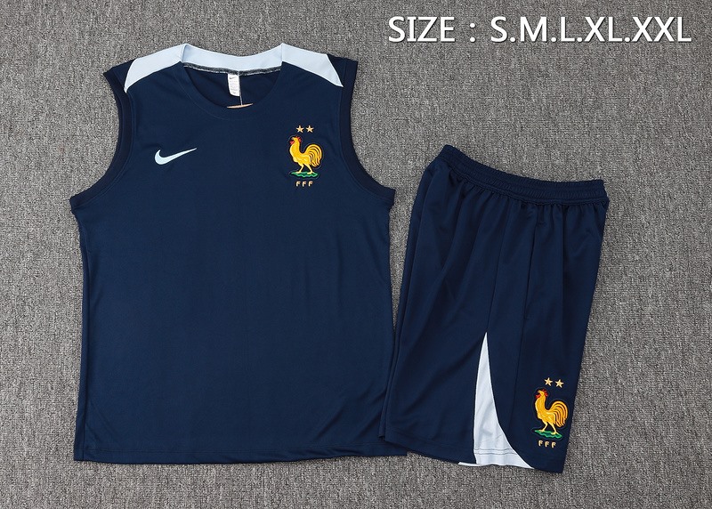 24/25 France Royal Blue Training Set Shirt and Shorts