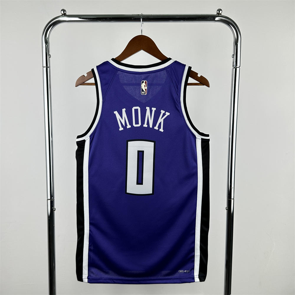NBA Scaramento Kings 24/25 V-Neck Retro Blue jersey MONK#0 S-XXL