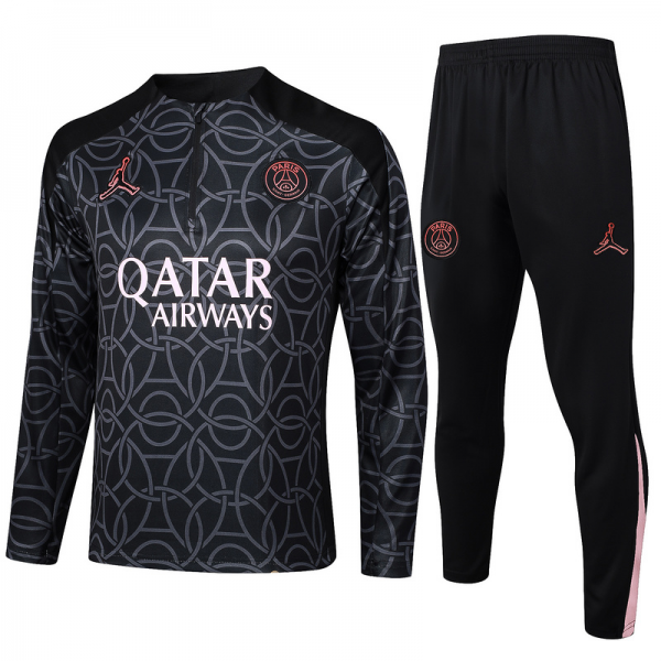 24/25 Paris Black Long-sleeved half-pull training kit Football team kit